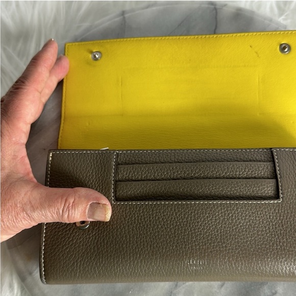 Céline Authentic Long Wallet Taupe & Yellow  Famous Celine Leather EUC - Picture 4 of 14